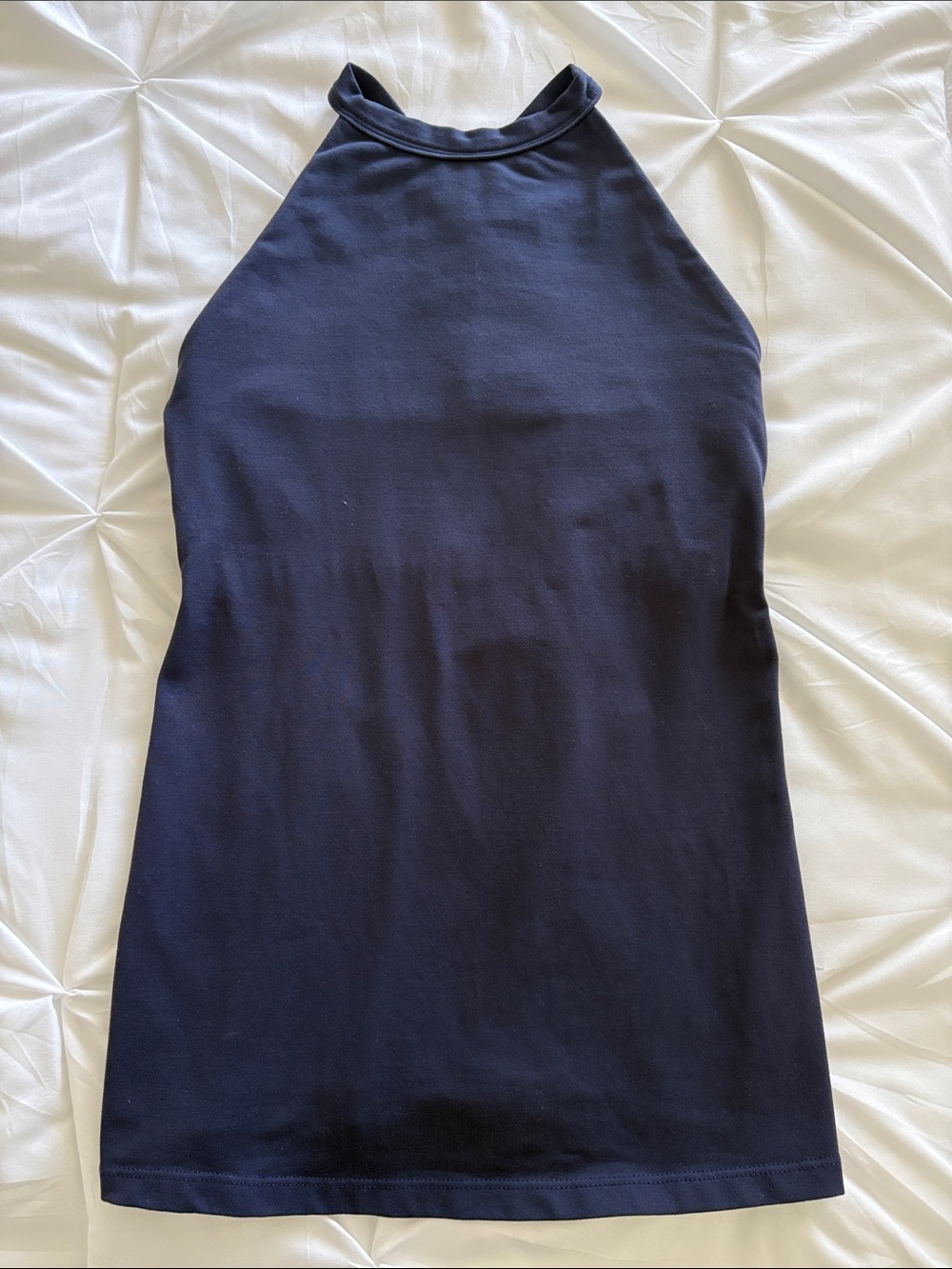 Kira Grace Yoga Navy Halter Neck Tank Top; built in support